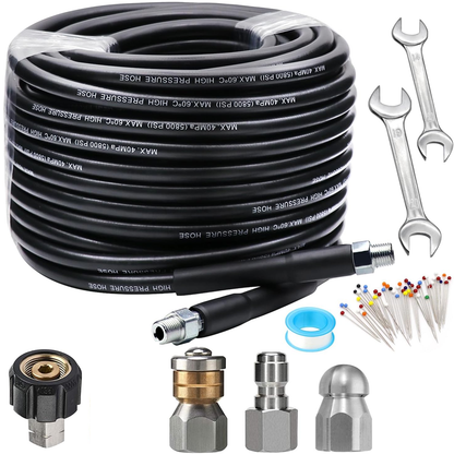 💦 50% OFF INSTANT! 🚿 5800PSI Sewer Jetter Kit - Unclogs Drains/Pipes with Rotating Nozzle, Fits Most Pressure Washers 🔧📦