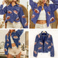 Women's Corduroy Jacket with Football Sequin Patch