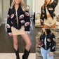 Women's Corduroy Jacket with Football Sequin Patch
