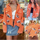 Women's Corduroy Jacket with Football Sequin Patch