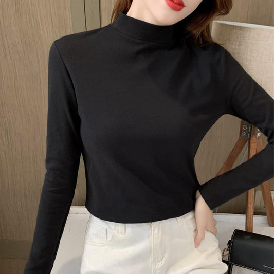 🔥Limited stock available 60% OFF🔥Women's Comfortable Solid Color Half High Neck Long Sleeve Top
